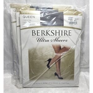 3 Berkshire Ultra Sheers Queen Control Top Off Black Q/Petite Style 4411